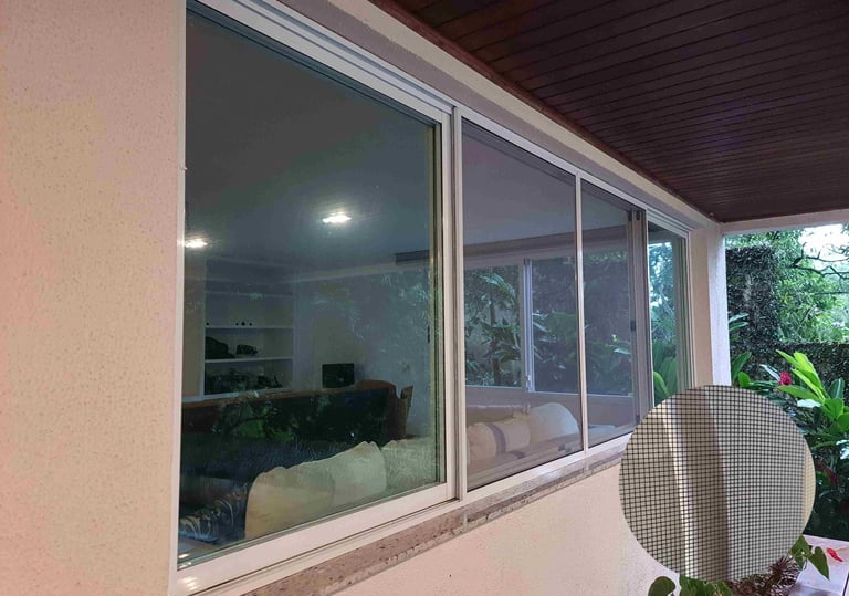 Janela com tela mosquiteira instalada