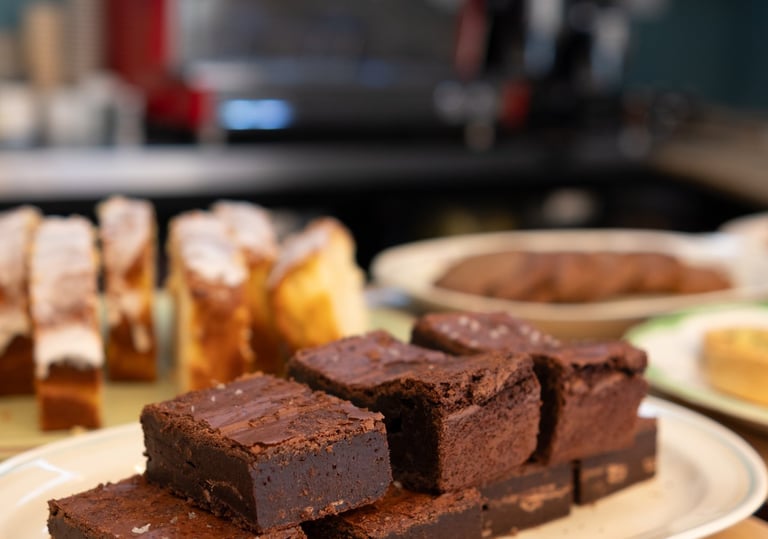 Chocolate brownies and cakes at Garth Park Kitchen, cafe in Bicester