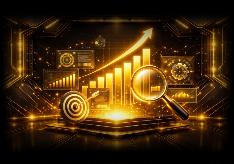 Grafico futuristico di risultati con il SEO marketing di Lead Forge