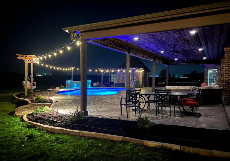 Outdoor Living Space at Night