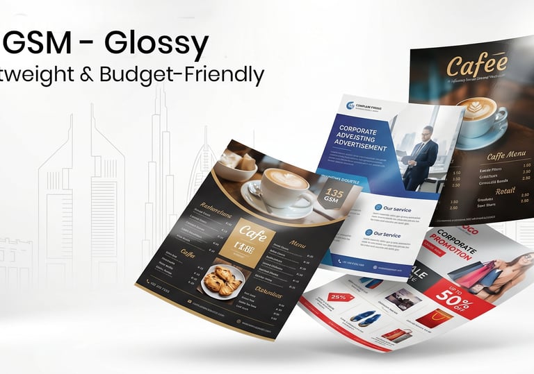115gsm glossy flyer is the go-to choice for high-volume campaigns where budget matters.