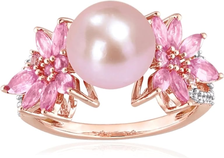 Pink Floral Jewelry: Pearl Flower Cocktail Ring