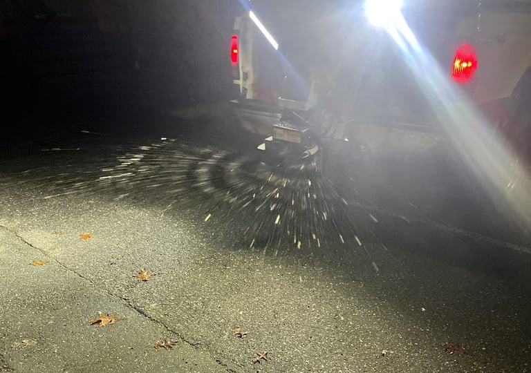 A salt truck spreading salt