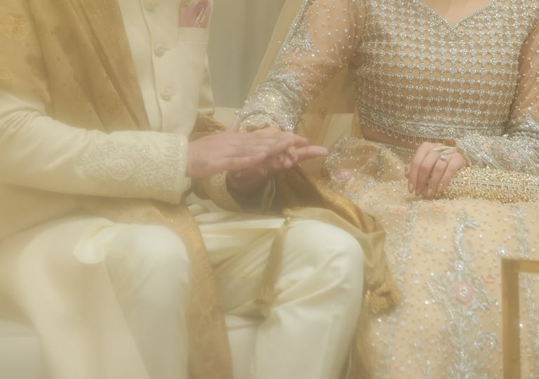 a man and woman in a wedding dress