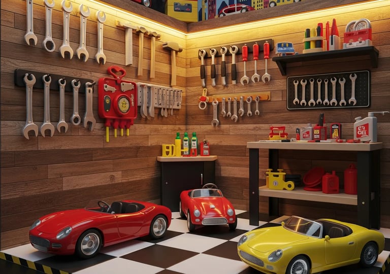 car garage, mini car mechanic 