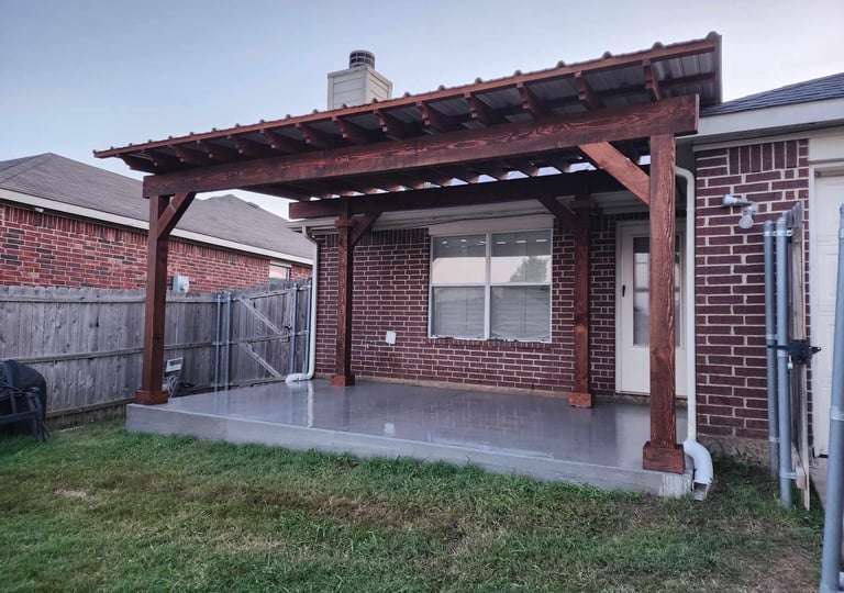 Red Wood Pergola in a Brick House