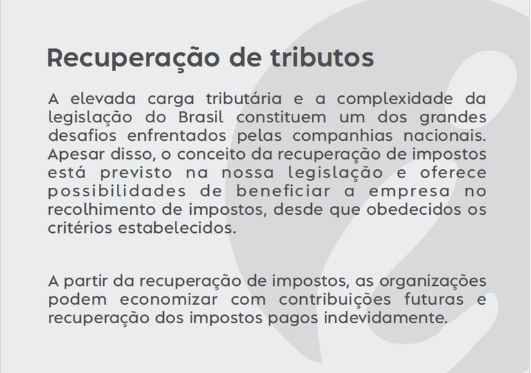 RECUPERAÇÃO DE TRIBUTOS