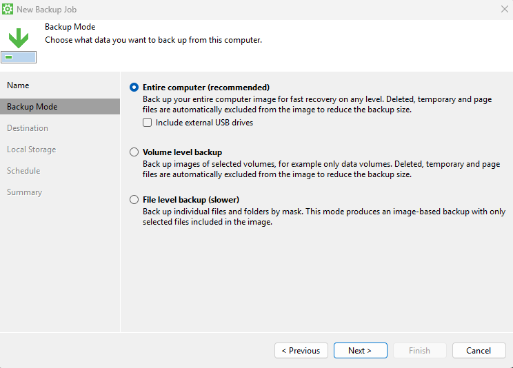 Veeam tipos de backup