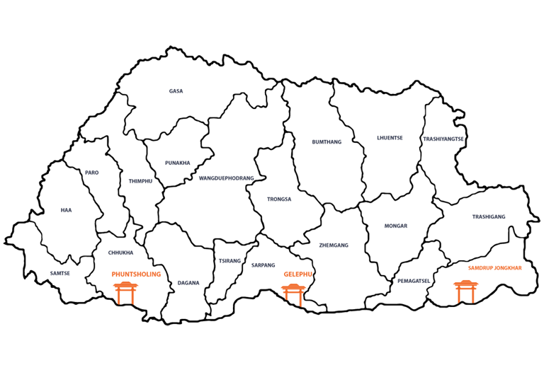 map-of-bhutan-with_points-for-entry-and-exit-by-land-travel