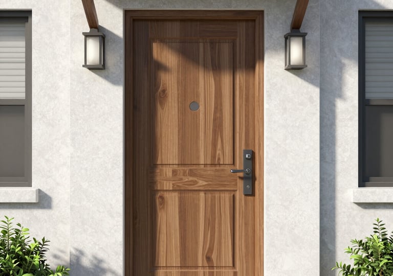 Professional painter working on the exterior wall of a modern apartment building.