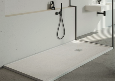 Solid Surface Composite Stone Shower Curb Base by Shower Pans LLC MArco Series