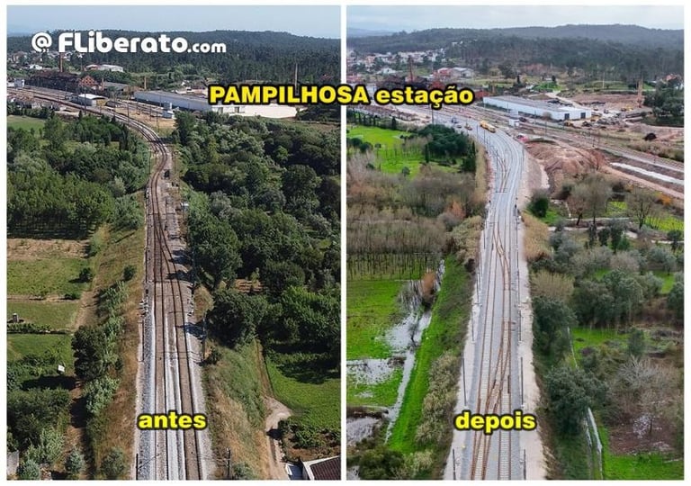 Estação Pampilhosa antes e depois
