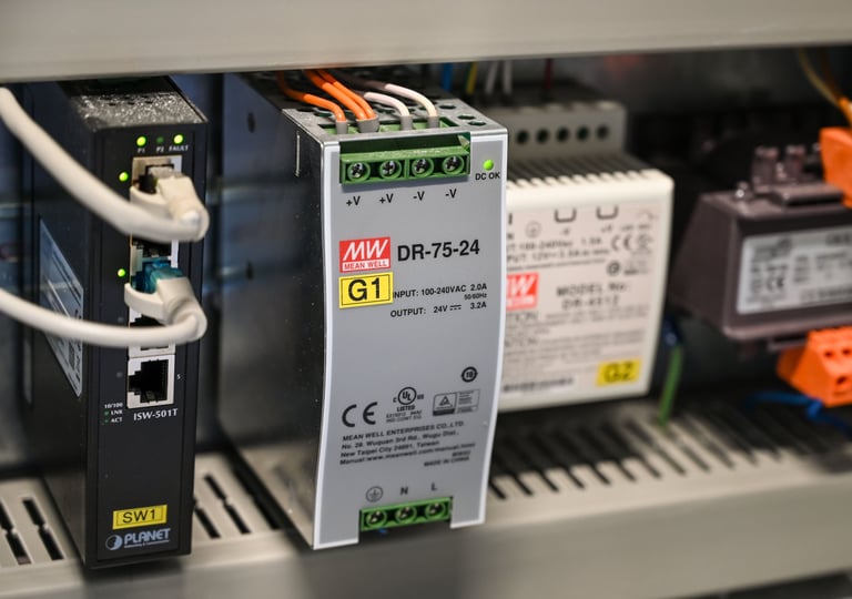 Industrial control panel power supply and automation components