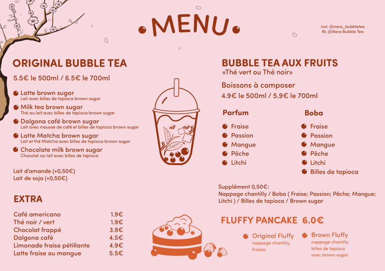 a menu of a bubble tea drink