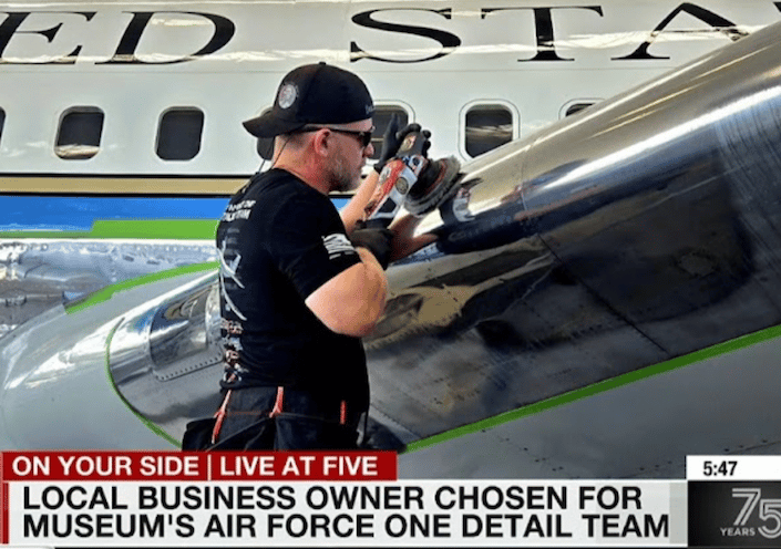 The Owner of D and P Auto Detailing: detailing Air Force One Plane