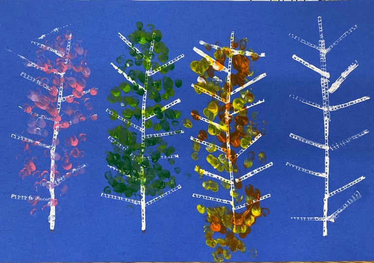 print lesson representing trees in various seasons of the year