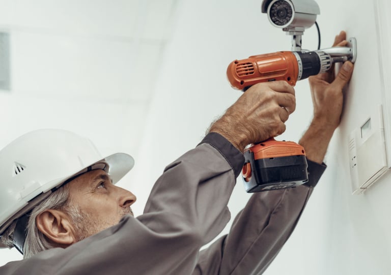 a man in a hard hat and a white helmet