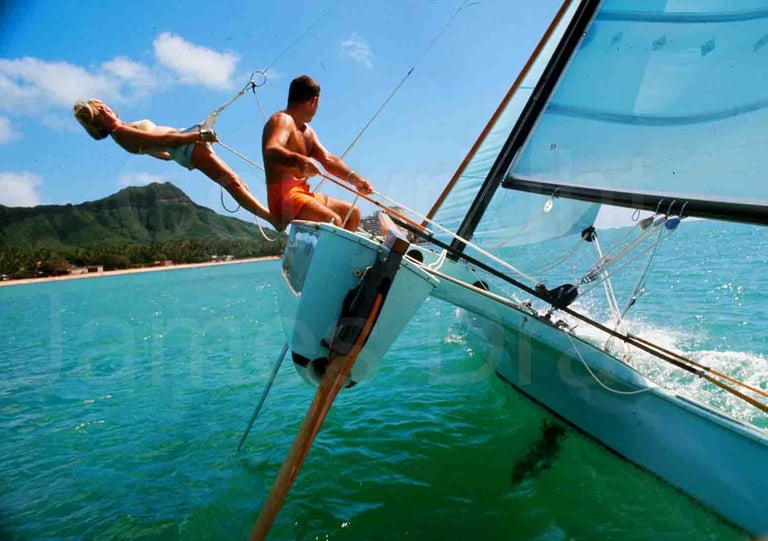 Sailing in Hawaii in 1969 by James Drake for Sports Illustrated