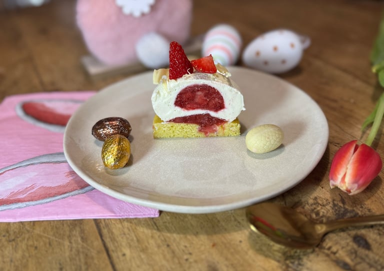 entremet vanille fraise bergamote nid de pâques gateau dessert de pâques