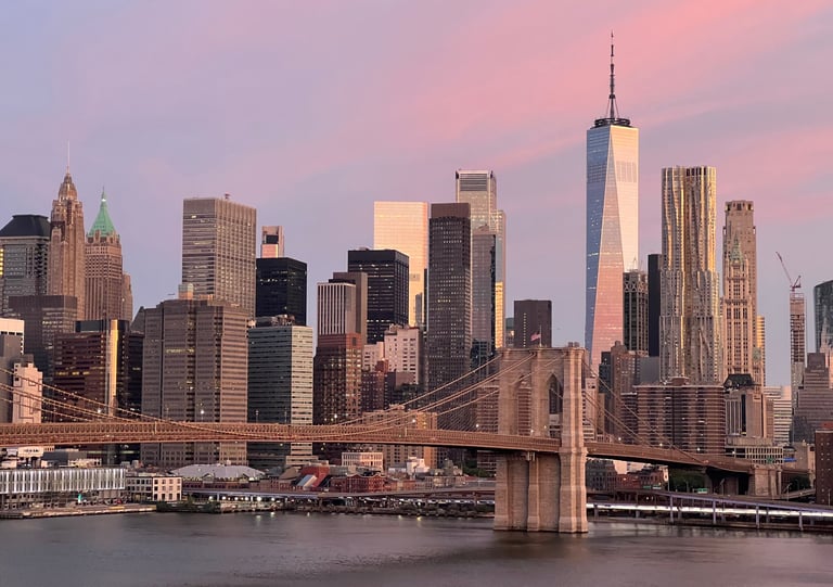 Pink Cloud over the Brooklyn Bridge