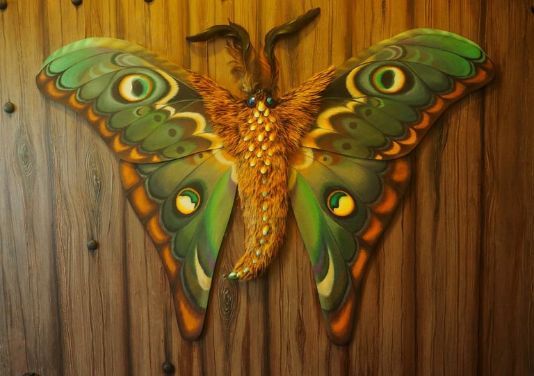 Three dimensional moth painting