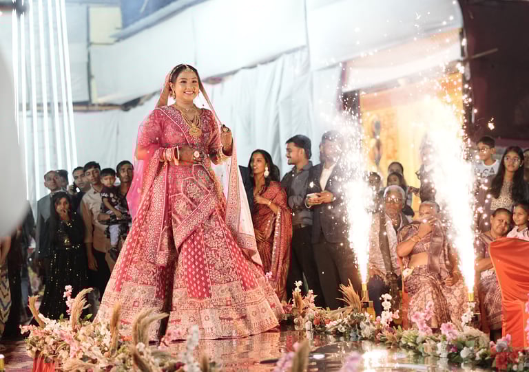 Professional traditional Indian bridal makeup featuring HD airbrush foundation with flawless coverag