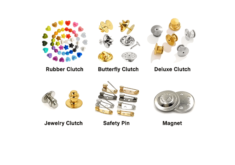 a variety of enamel pin accessories