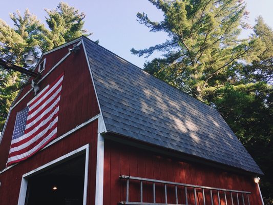 Mr. B's Roofing logo featuring a house roof icon serving Derry, NH with 20+ years of experience.