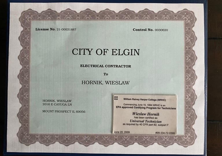 Licensed residential electrical contractor