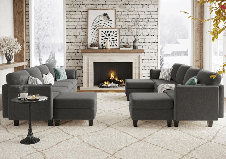 “Huatean U-shaped modular sectional sofa with memory foam and flexible design for spacious living ro