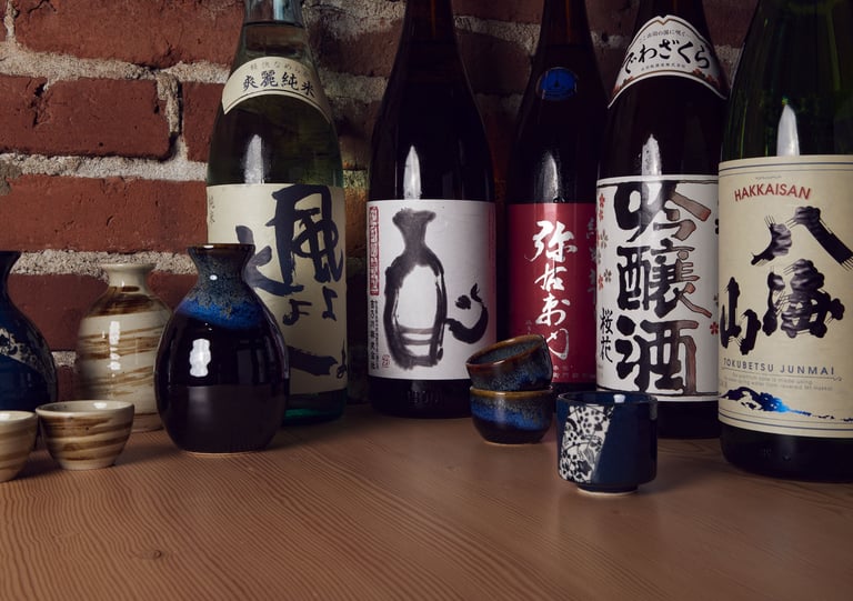 Five Bottles of Japanese Sake