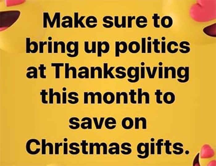 politics on Thanksgiving meme
