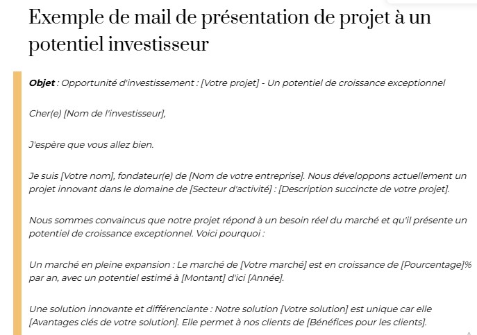 exemple mail présentation projet