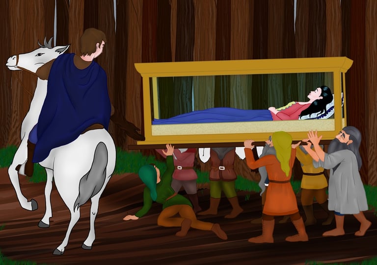 Snow White in coffin Illustration