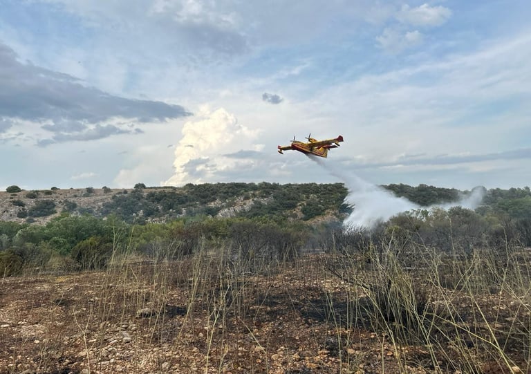 A Canadair tackles the fire at St Privat in the Hérault