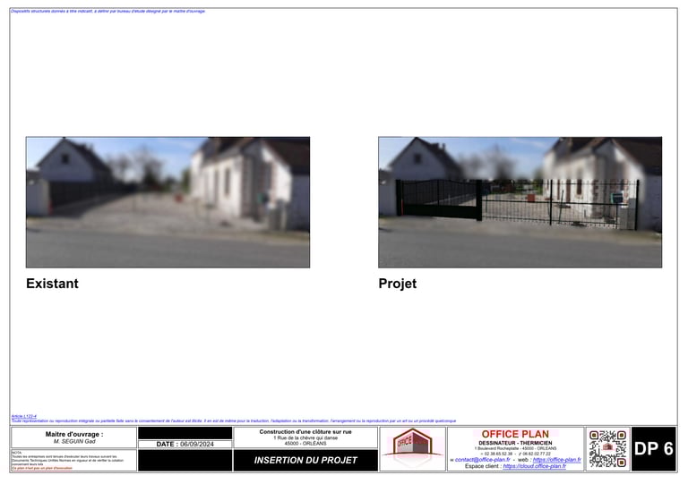 DP6 - insertion dans le site - clôture - déclaration prealable - office-plan orléans
