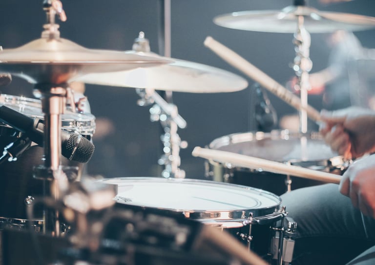 Up close Drums with black background