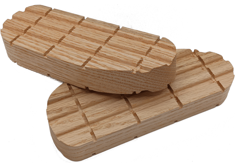 Large bovine hoof block with rolled toe and adhesion grooves – durable hardwood