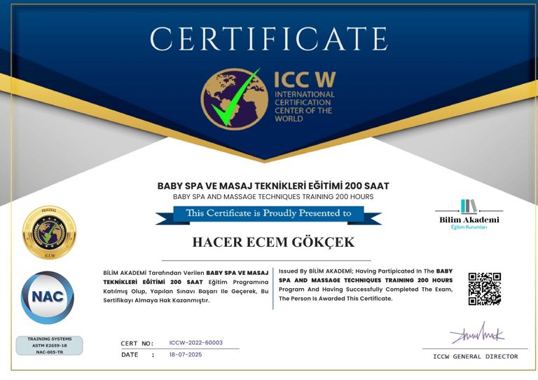 ICC W Uluslararası Sertifika. Baby Spa ve Masaj Teknikleri 