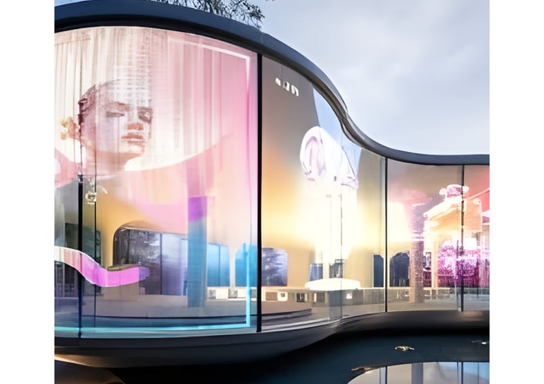 verre LED transparent vitrine vitrine magasin avec LED glass écran LED glass sur vitrage film LED