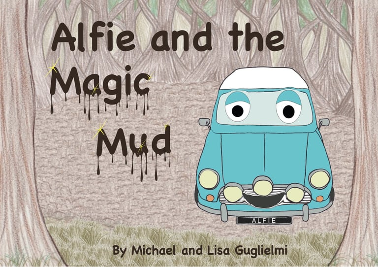 a cartoonish car with a cartoony face and eyes