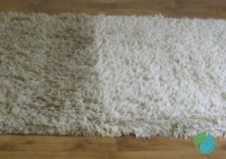 Résultat nettoyage tapis shaggy blanc par NetT à Toulouse avant après