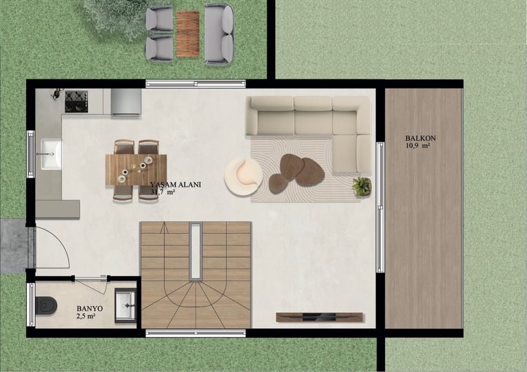 Villa Tip 2 - Zemin Kat Planı