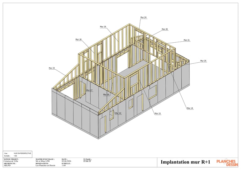 Plan générale des murs ossature bois