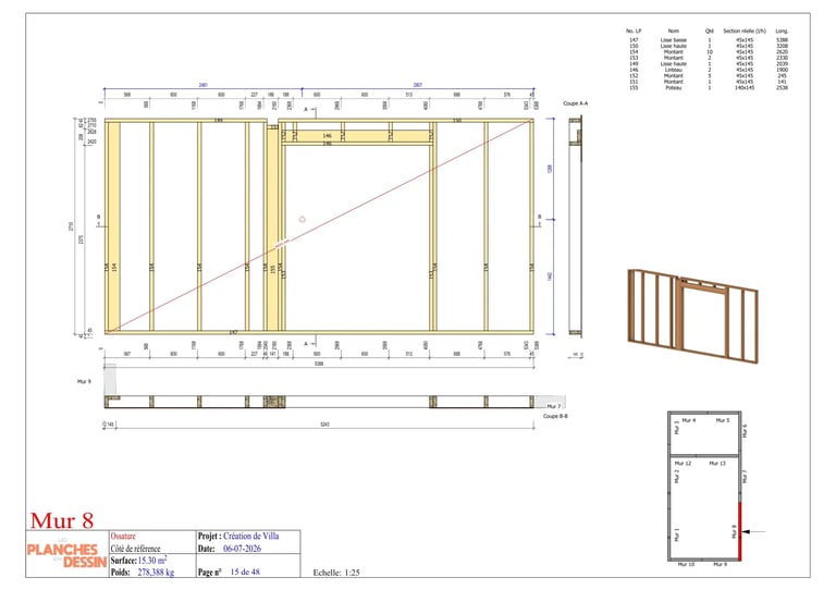 Plan de construction d'ossature bois