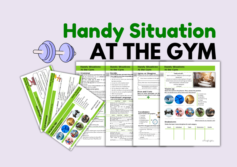 At the GYM ESL Situational English Role Play Dialogues Vocabulary and Speaking