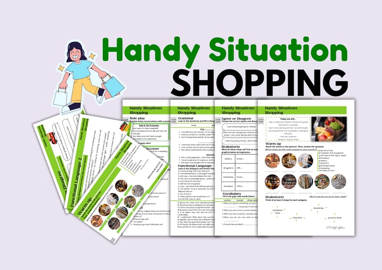 Shopping ESL Situational English Role Play Dialogues Vocabulary and Speaking
