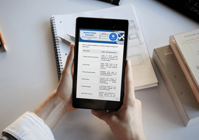 “Downloadable change management templates with AI guidance”