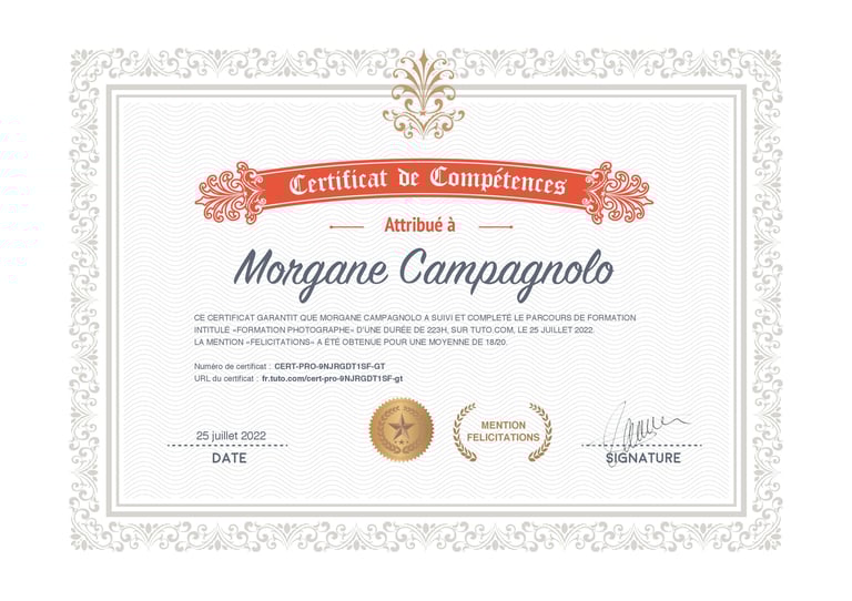 diplôme photographe