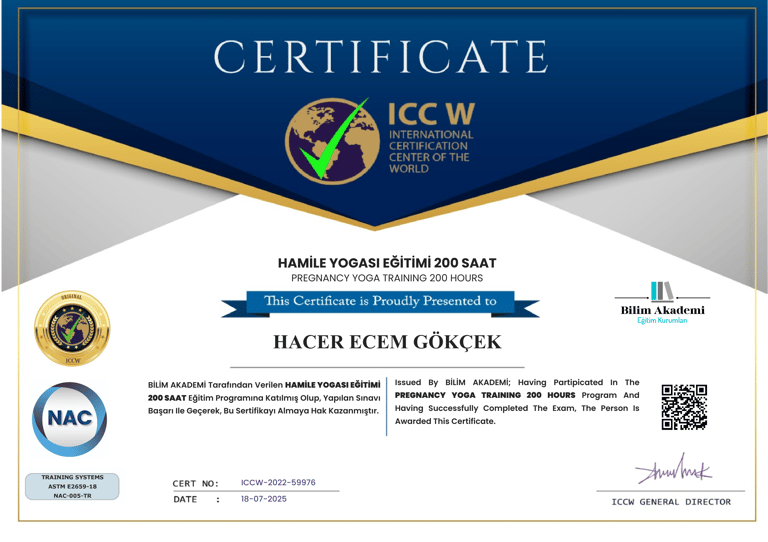 Hamile Yogası 200 saatlik eğitim sertifikası
